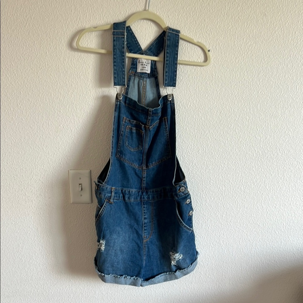 Denim Overalls with Distressed Details